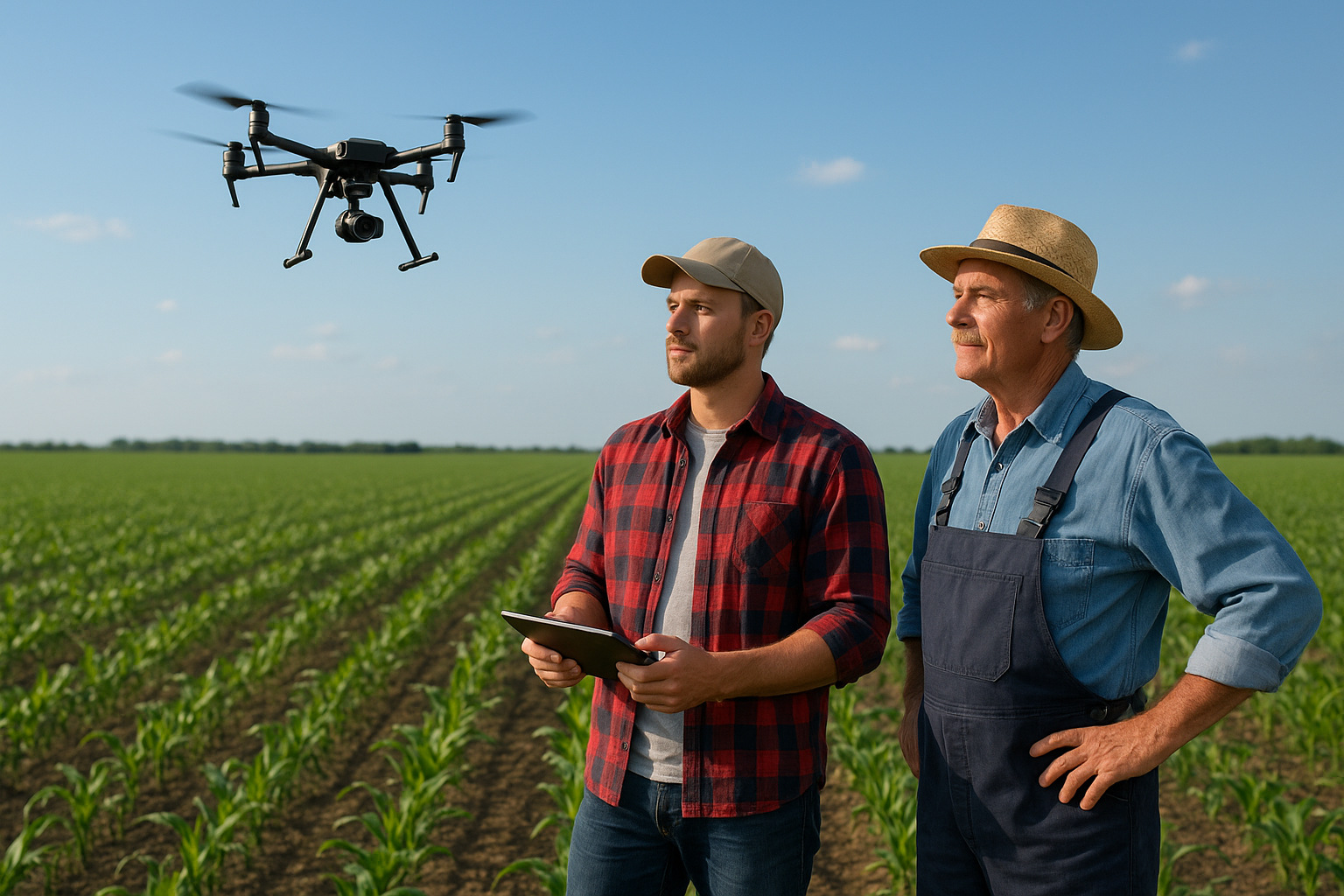 Farmer with Drone Operator