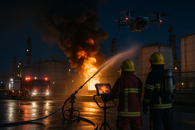 Firefighters with Drone Support
